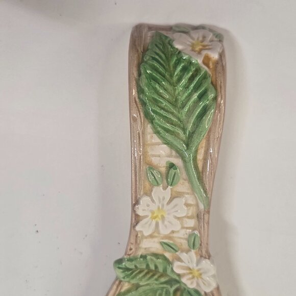 Vintage Fitz & Floyd Hand Painted Ceramic Spoon Rest Taiwan CHERRIES - Picture 3 of 8